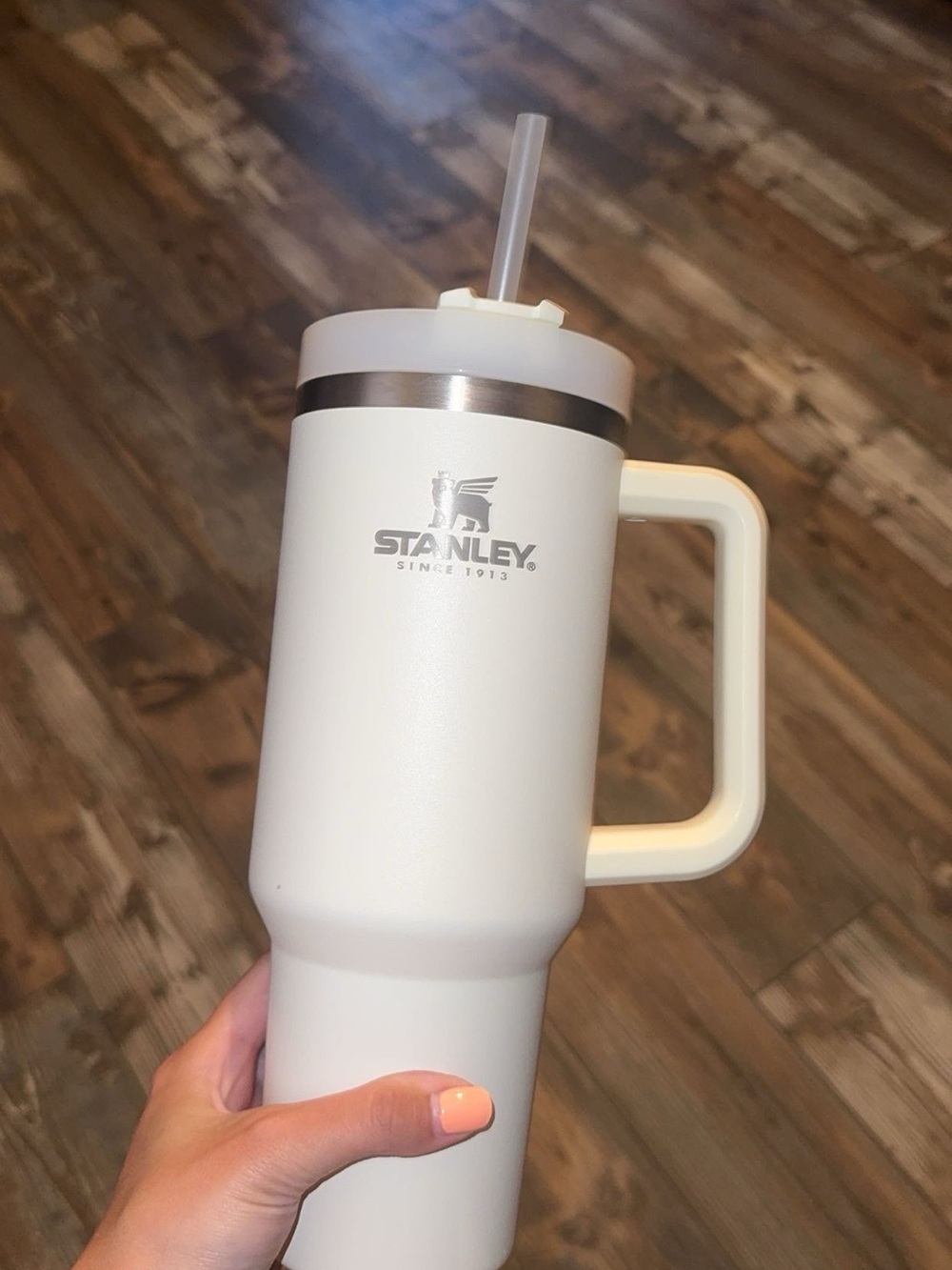 Stanley White Travel Tumbler with Handle and Straw